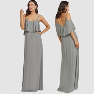 Show Me Your MuMu Gray Maxi Dress Bridesmaid Cold Shoulder XL GUC